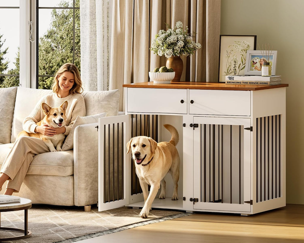 Dog Crate Furniture, Heavy Duty Dog Cage with Removable Divider