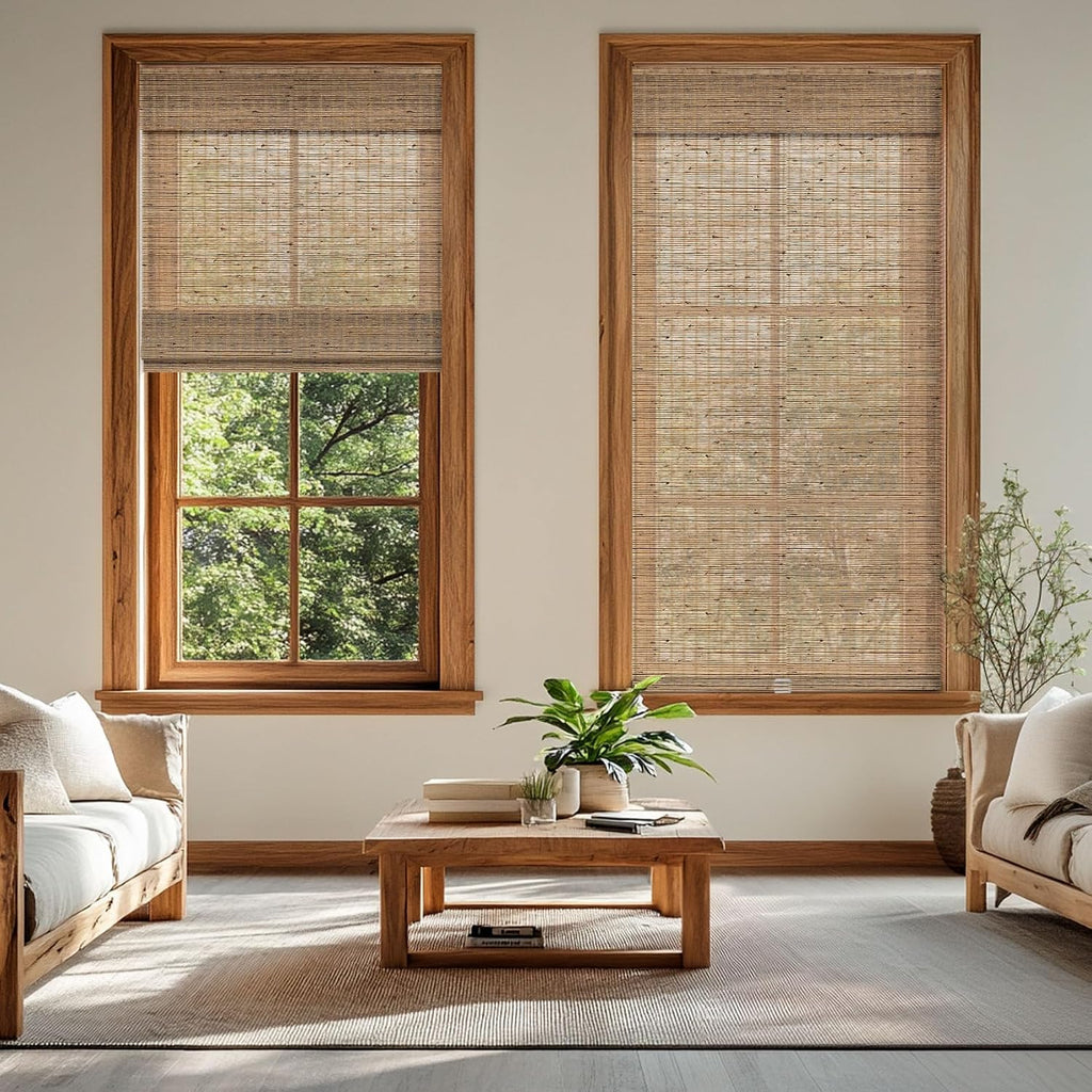 Roman Shades for Windows Light Filtering, Natural Jute Woven Roman Blinds Customized Roman Window Shades,Room