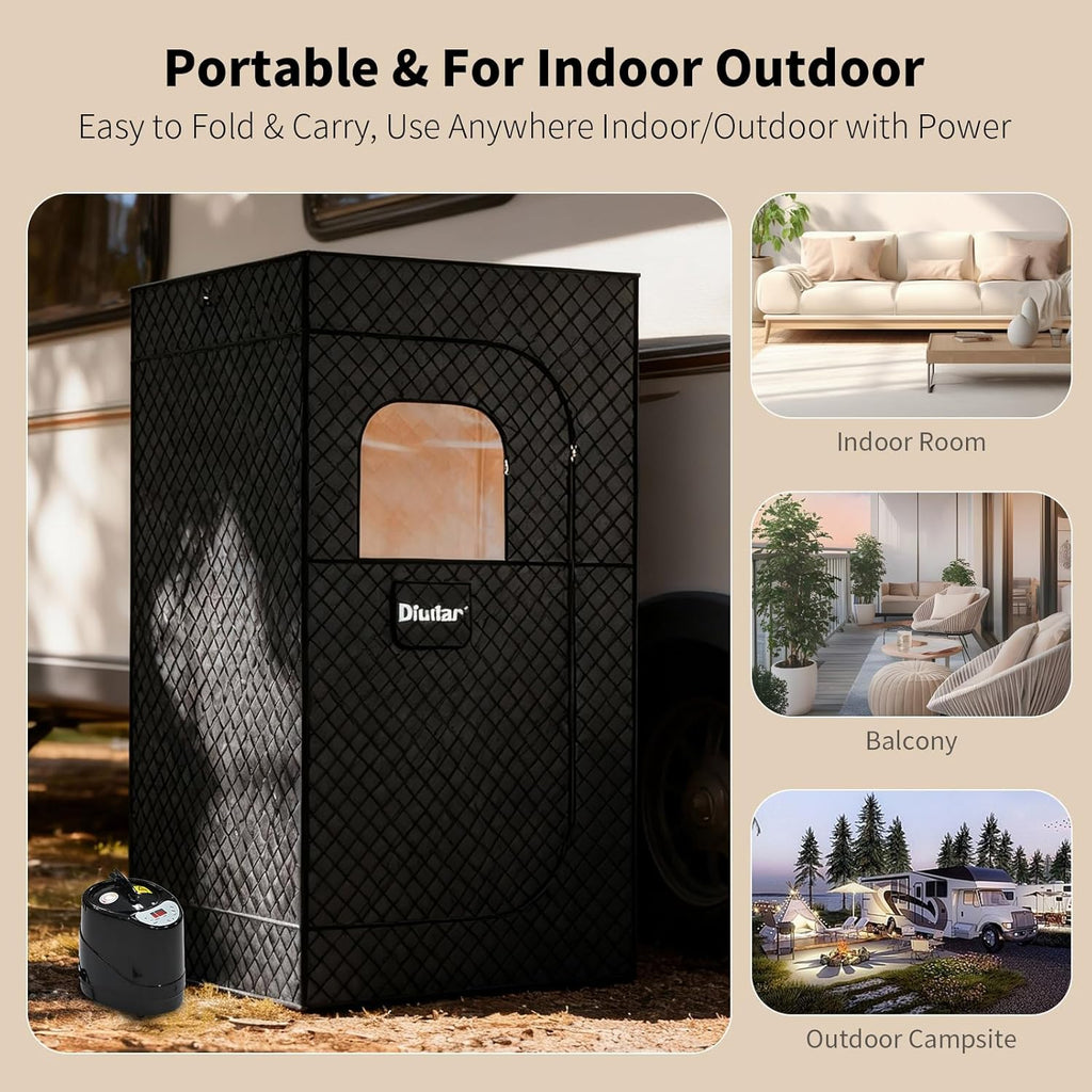 Sauna Box - Portable Sauna for Home with Upgraded 3L 1500W Steamer, Folding Chair and Non-Slip Mat for Relaxation Spa