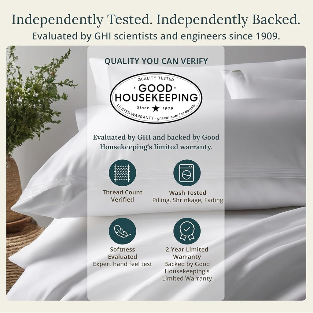 Queen Sheet Set - Soft 100% Organic Cotton Sheets with Deep Pockets, Crisp Percale, Breathable and Durable Bedding