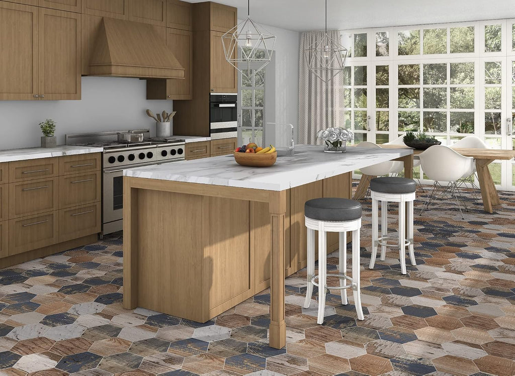8.75x10 Matterhorn Hexagon Collection Vintage Wood Mix Porcelain Wall Floor Tile (Pack of 9 PCS)