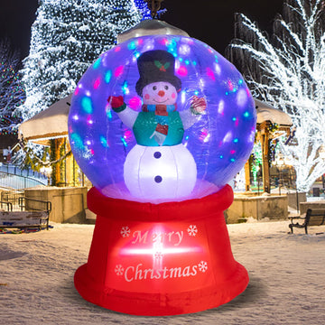 5 FT Tall Christmas Inflatables Outdoor - Snowman in Snow Globe with Rotating LED Lights, Christmas Blow Up Yard