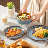 ONION Ceramic Dinnerware Sets, 12 Pieces Stoneware Plates and Bowls Sets for 4
