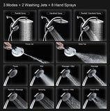 High Pressure Rain Shower Head: Upgrade Shower Heads with Handheld Spray Combo with Fixed Showerhead and 10 Sprays