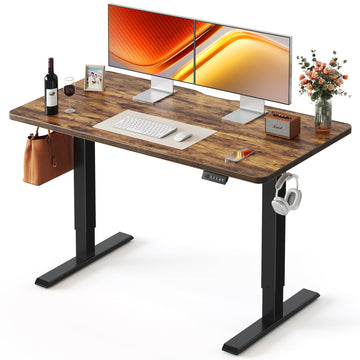 Standing Desk 48 × 24 Inch Electric Height Adjustable, Rustic Brown