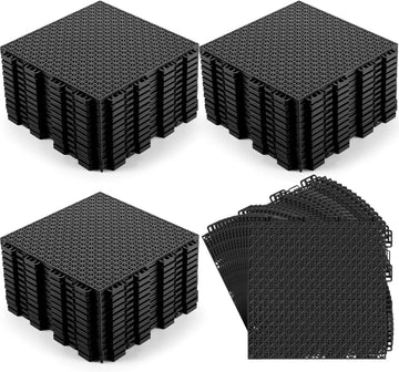 50 Pack Drainage Mats Interlocking Rubber Floor Tiles 10" x 10" Non Slip Rubber Floor Tiles Outdoor Pool Deck Mats