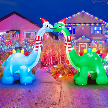 12FT Christmas Inflatable Dinosaur Arch with Bright LED Lights