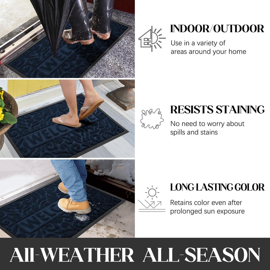 Large Welcome Mat 60x36, Waterproof Non-Slip Outdoor Mats for Front Door Outside Entrance, Low-Profile Entryway Mat