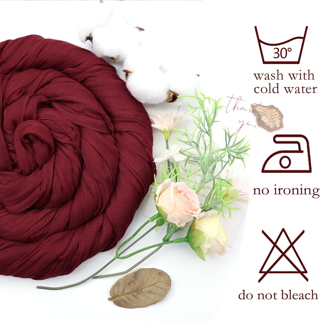 12 Pack Burgundy Fall Cheesecloth Table Runner 17 x 108 Inch