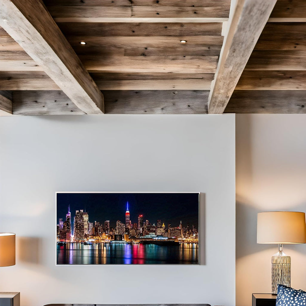 Large New York Manhattan Skyline at Night City Wall Art Landscape Living Room Modern Artwork Picture Canvas Art Print