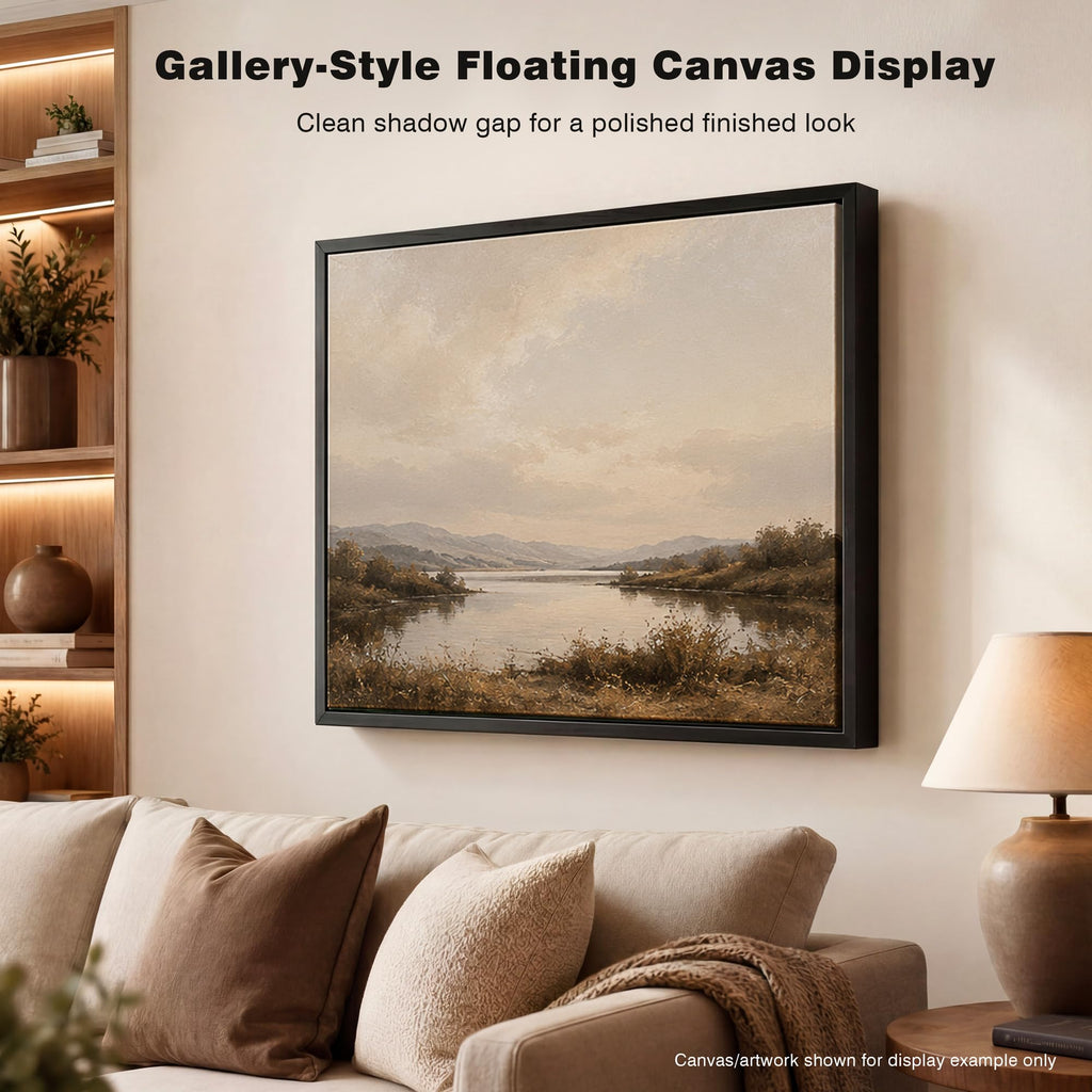 Canvas Floater Frame for Finished Canvas Art, 1.25" Deep Floating Shadow Gap Design, Floating Frame for Canvas Art