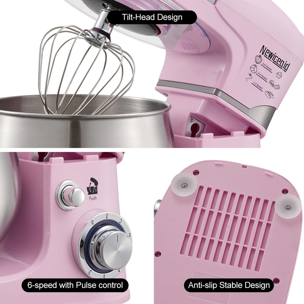 6-Speed 5.3QT+3.2QT Two-Bowl Stand Mixer, SAKURA PINK