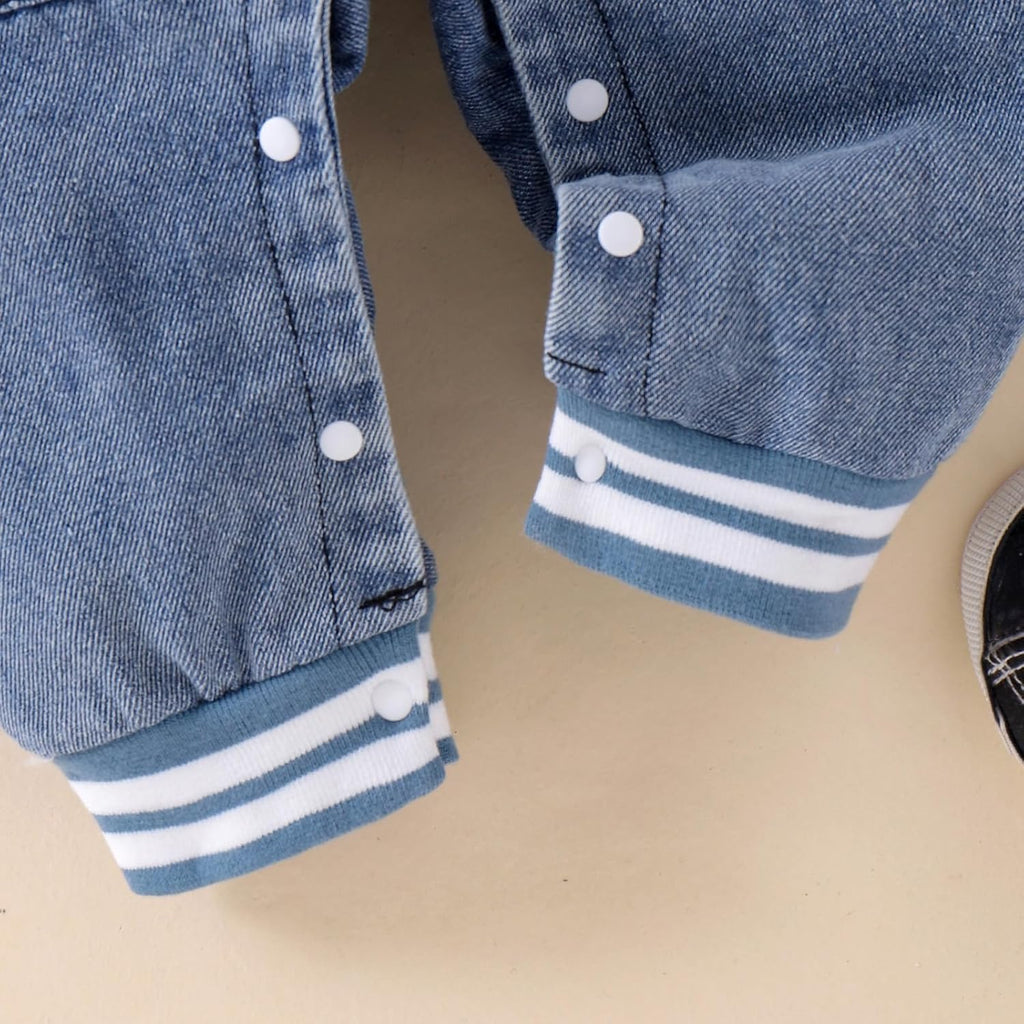 Baby Boy Clothes Fall Winter Outfits Long Sleeve Striped Romper Cute Cartoon Jeans Overalls Pants Set