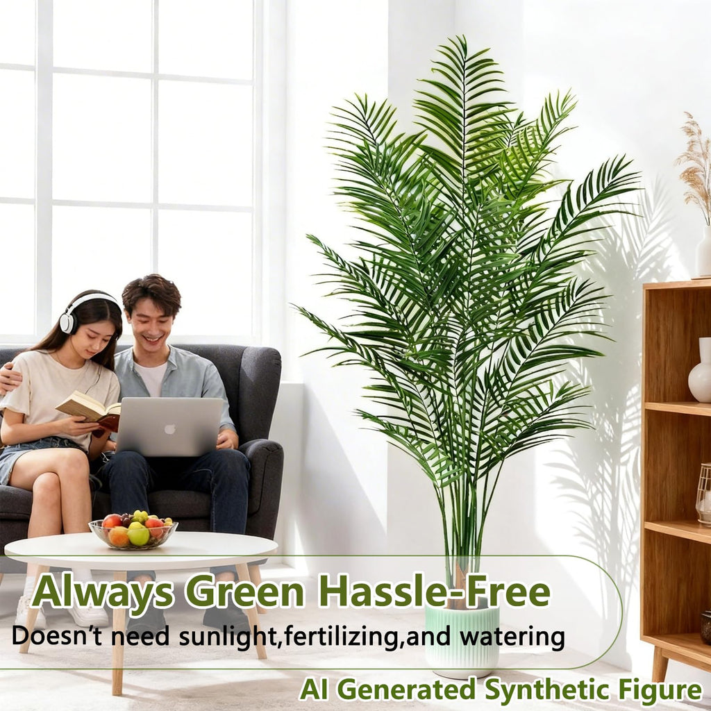 6.5ft Artificial Palm Tree Outdoor, Large Fake Tropical Areca Palm with 18 Trunks, Tall Faux Floor Plants for Indoor