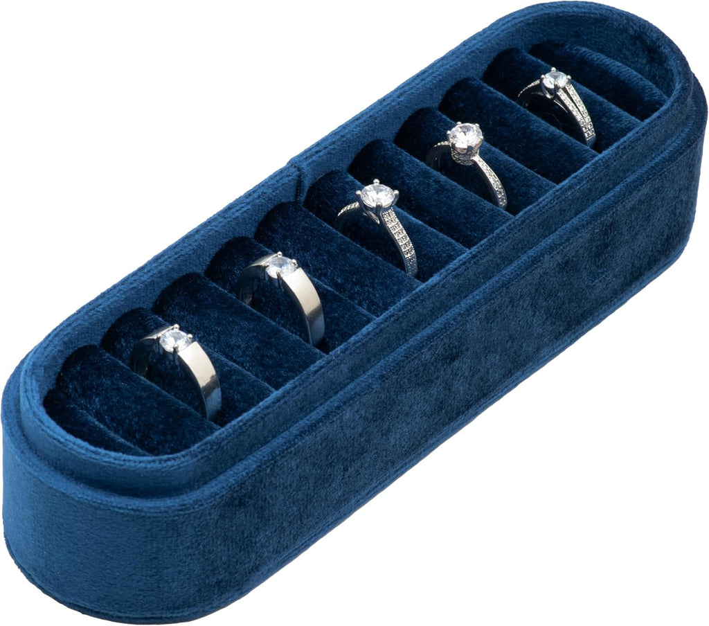 Velvet Small Multiple Ring Box Portable Organizer Display Storage