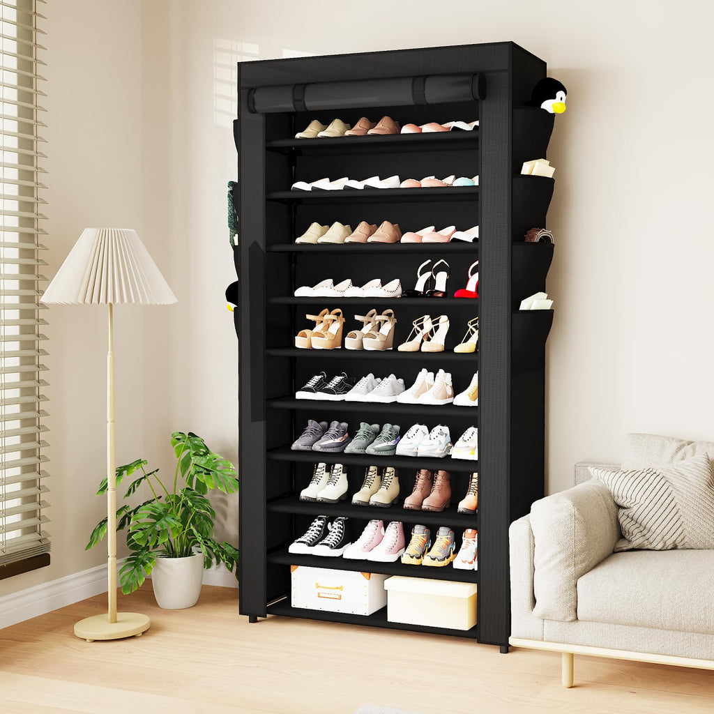 Shoe Rack with Cover, 10+1 Tier Tall Shoe Storage