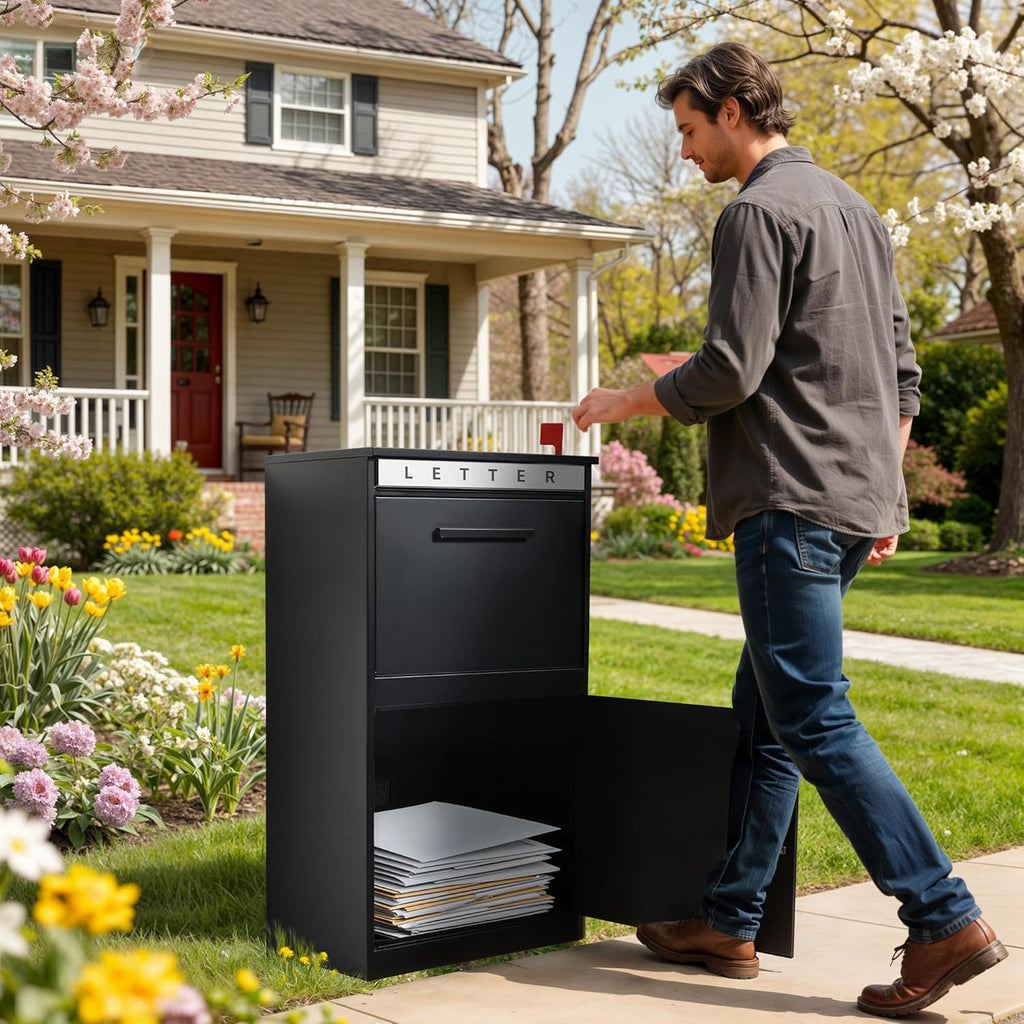 35" H Large Package Delivery Box with Password Lock, Mail Slot