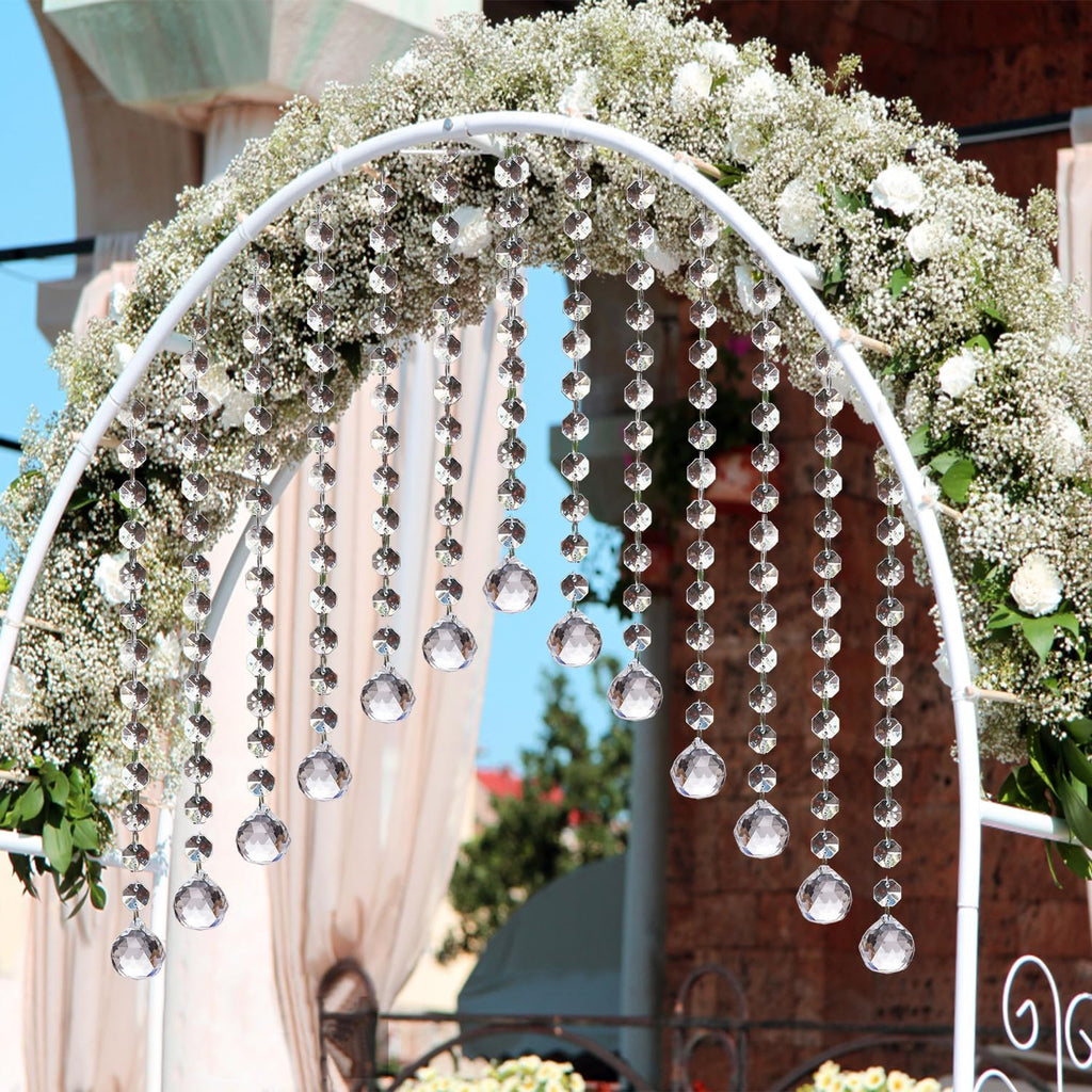 33ft Crystal Garland Strands, String of Beads w/Crystal Ball Prism Pendant