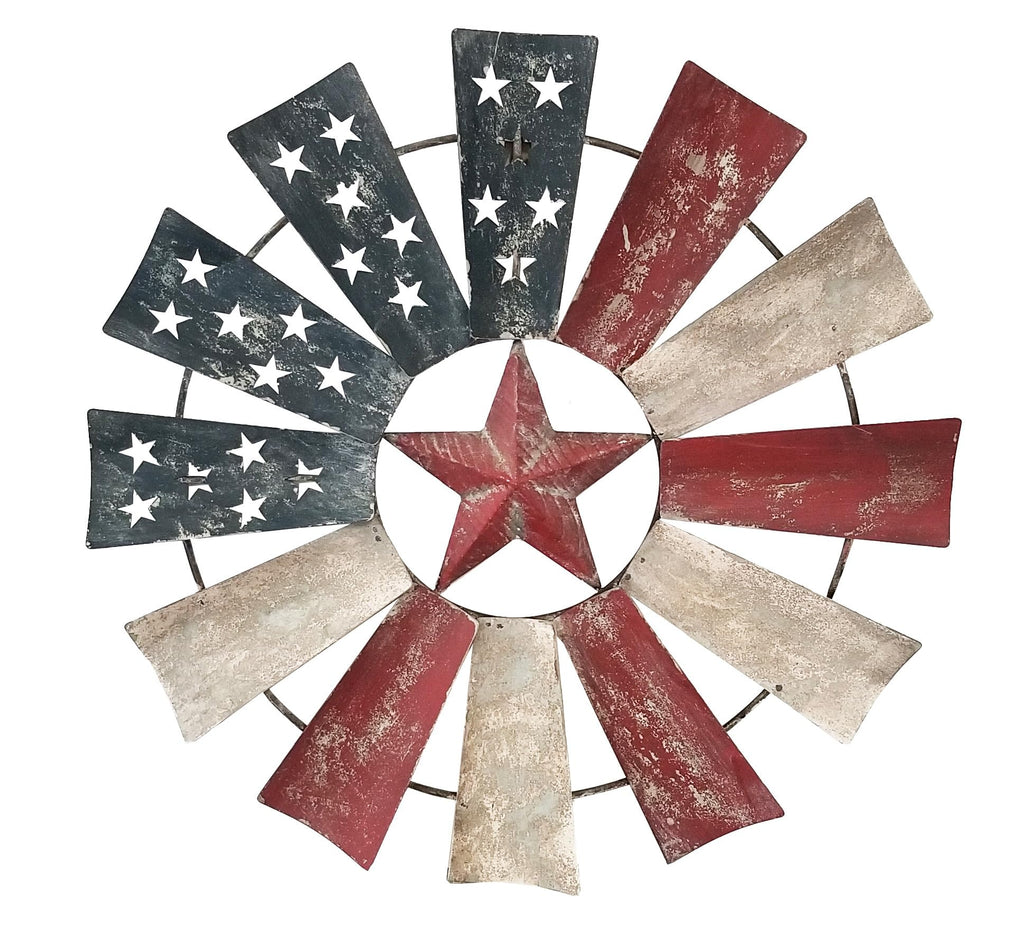 21" Tall Indoor/Outdoor Patriotic Windmill Wall Art Decor