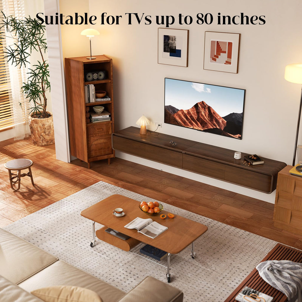 80" Modular Floating TV Stand Wall Mounted for TVs up to 90 Inch