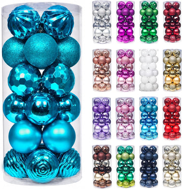 60mm/2.36" Christmas Ball Ornaments Shatterproof Christmas Ornaments Set Decorations Balls - (2.36'', Lake Blue) - Set of 24
