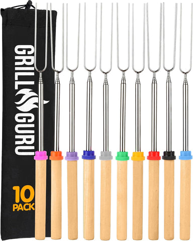 Smores Sticks for Fire Pit - Accessories for Campfire Marshmallow Roasting Sticks Smores Kit Outdoor-Smore Skewers Hot Dog Fork For Outside, Camping