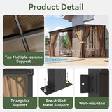 10'x12' Lean to Gazebo with Mosquito Net and Curtains, Alumi - Image 2