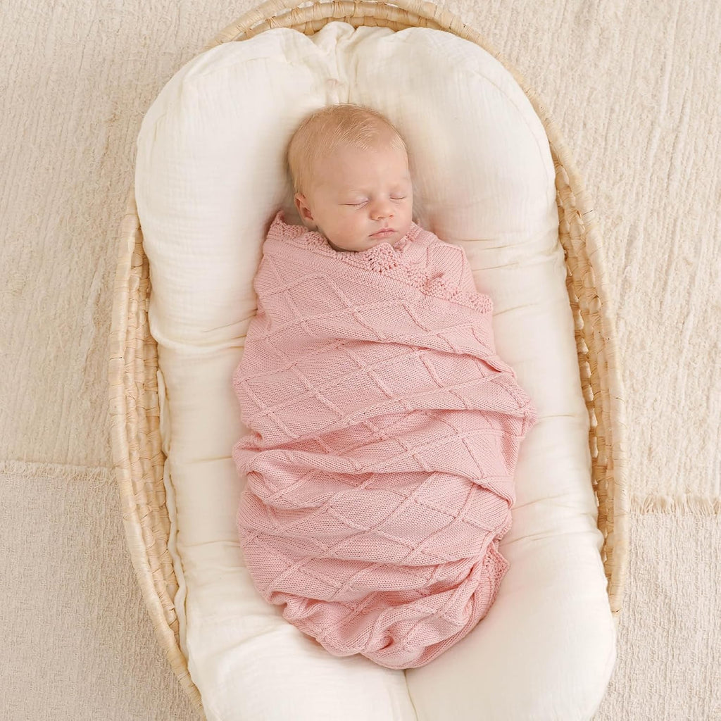 100% Organic Cotton Baby Blanket for Boys Girls, 31.5x40 Inches