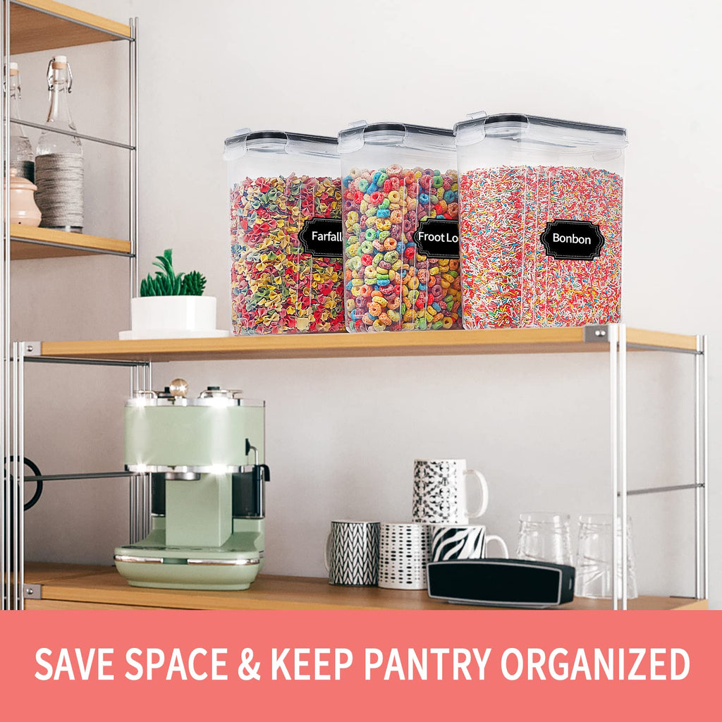 Large Dry Food Storage Containers with Lids, 6PCS Airtight Cereal Containers Storage Set, Leak-proof Canister Set