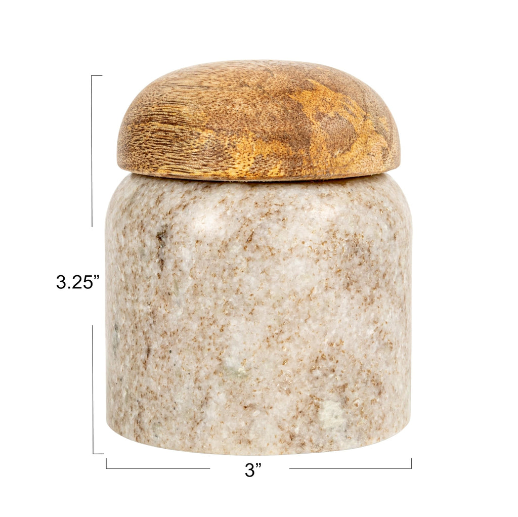 Co-Op Unique Marble and Mango Wood Pinch Pot Canister with Lid, Natural