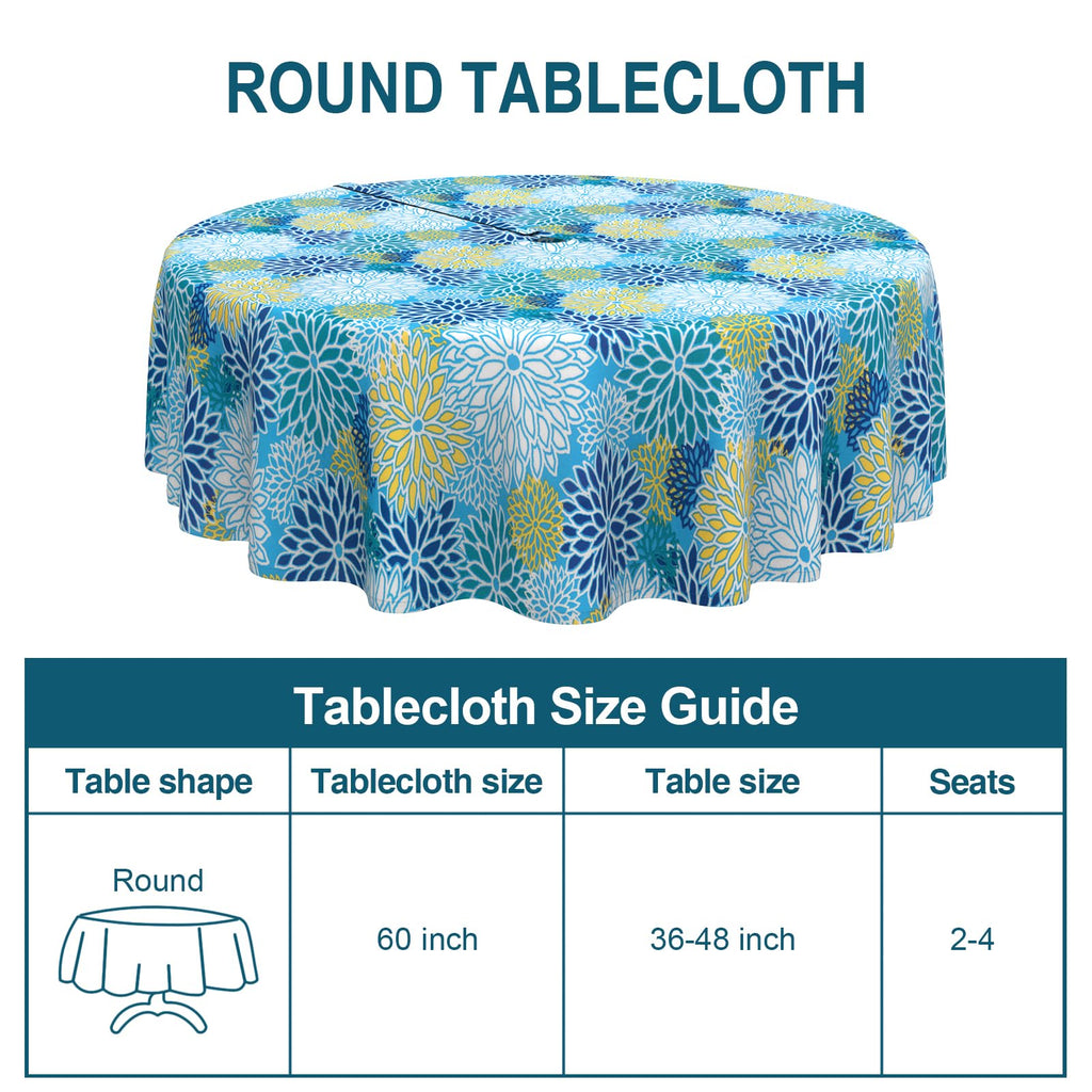 Outdoor Round Tablecloth with Umbrella Hole 60 Inch, Water Repellent & Fade Resistant Table Cover, All Weather