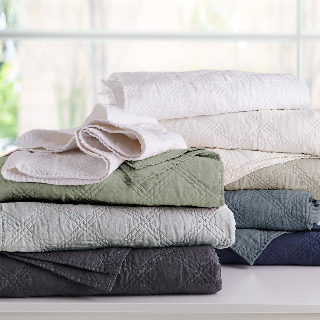 100% French Flax Linen Front/100% Cotton Back - Quilt - French Flax Washed Linen - Sage Green - Quilt Size (68 x