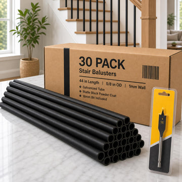 44 in Black Wrought Iron Spindles, 5/8 in OD Stair Balusters, 30 Pack