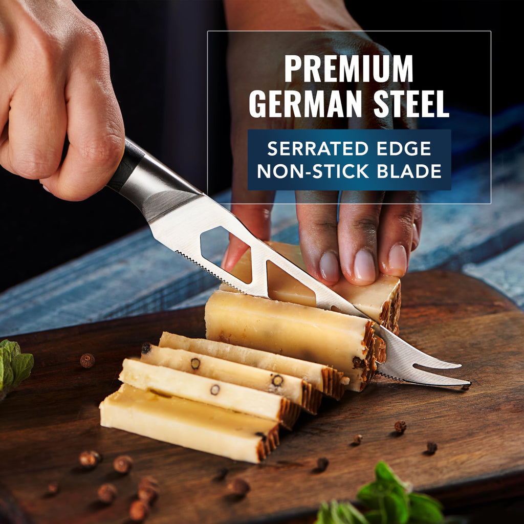 Cheese Knife Set, 5" Knife & 3.5" Slicer for Soft & Hard Cheese