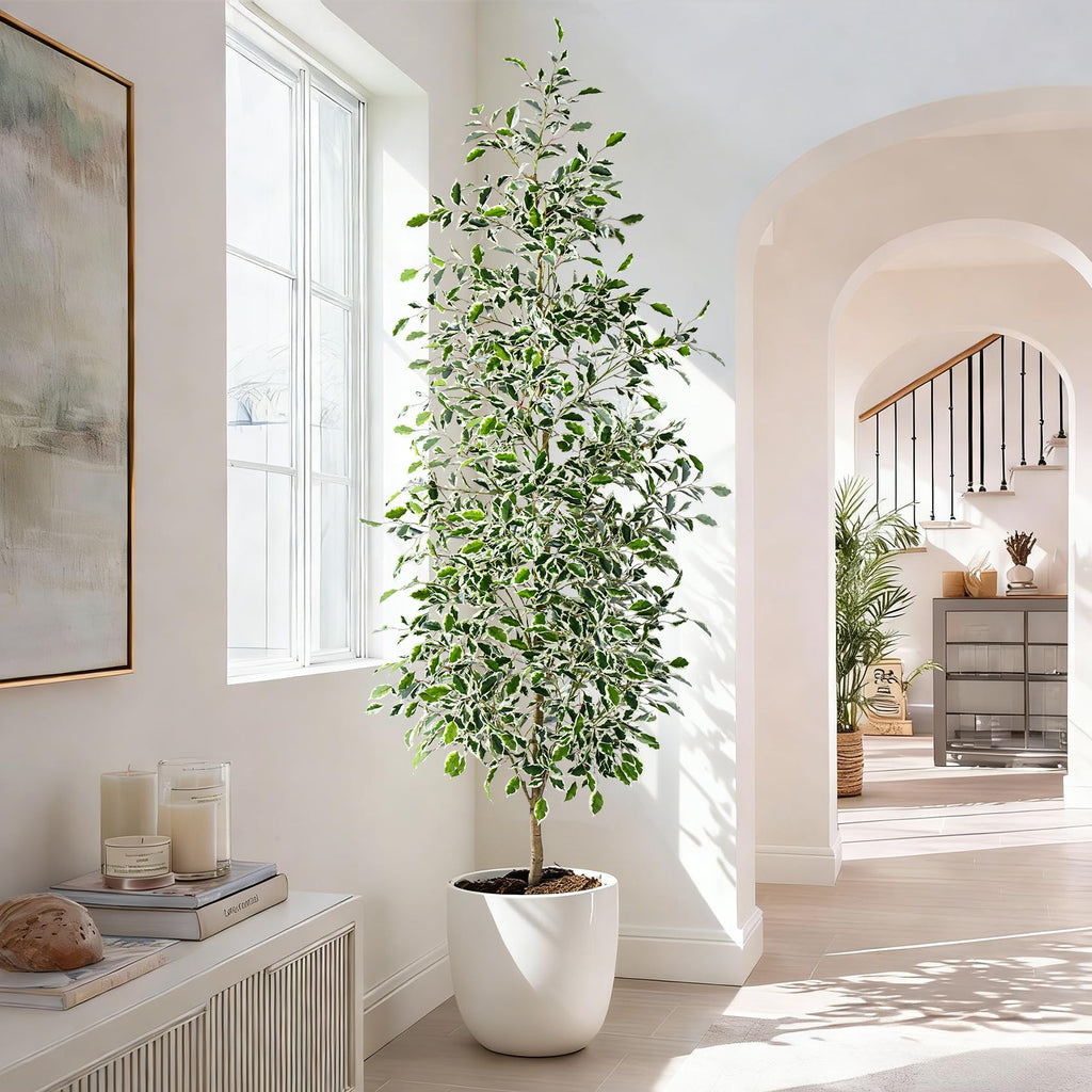 Large Artificial ficus Tree Tall Fake Pencil fig Trees Indoor Outdoor Realistic Floor Plant Faux Plastic Plants