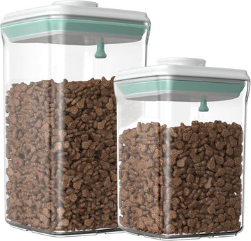 Dog-Cat POP Treat-Airtight jar-Container - 1.3 Qt/1.2 L and 2.2 Qt/2 L (2PC) | Stackable One-Touch Opening