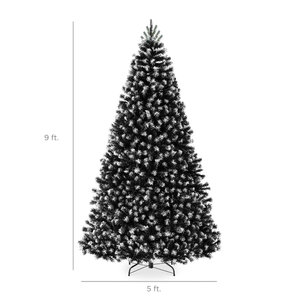 Artificial Frosted Christmas Tree, 9ft Premium Unlit Realistic Spruce Holiday Décor w/Dense Branches, Metal Base