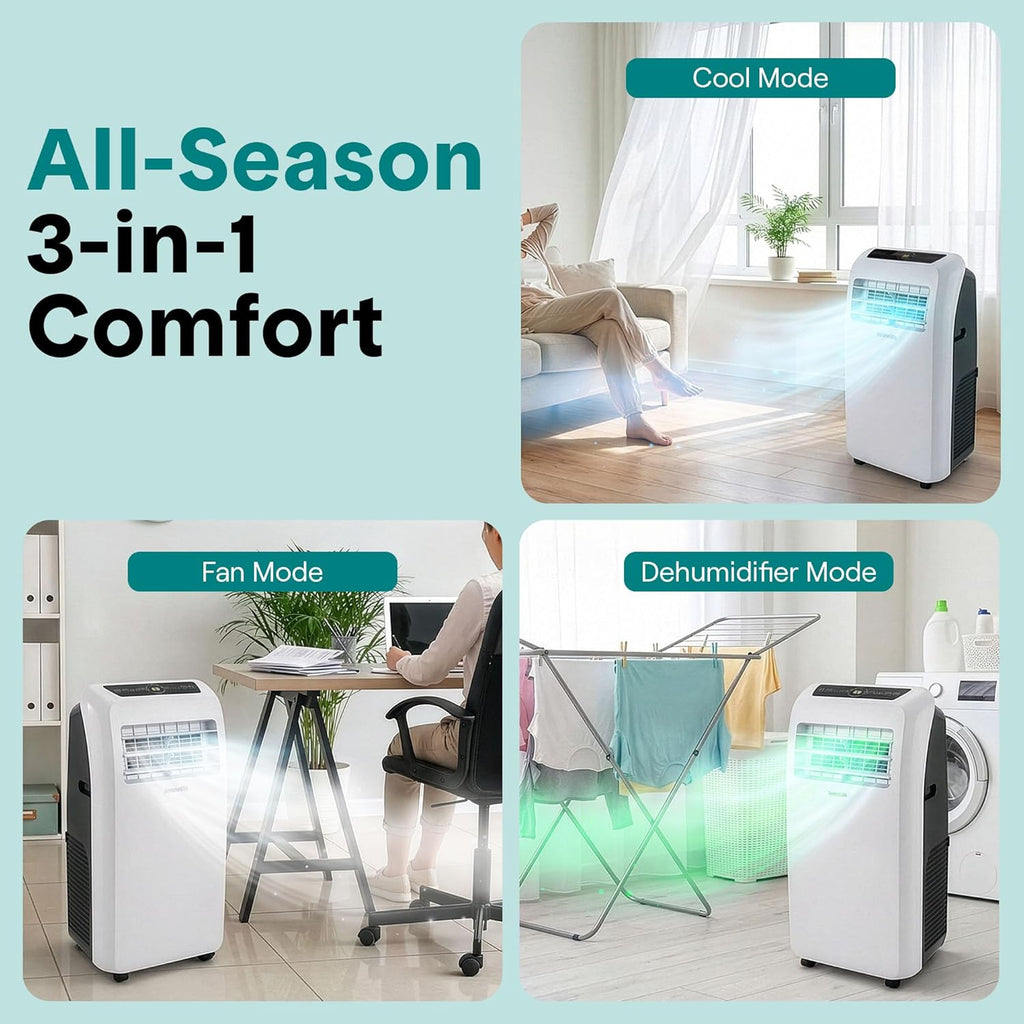 Small Air Conditioner Portable 12,000 BTU with Built-in Dehumidifier - Portable AC Unit for Rooms up to 550 sq ft