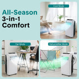 Small Air Conditioner Portable 12,000 BTU with Built-in Dehumidifier - Portable AC Unit for Rooms up to 550 sq ft