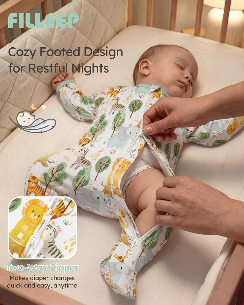 Sleepers 100% Organic Cotton Pajamas for 0-3 3-6 Boys Girls Clothes Footed Pjs