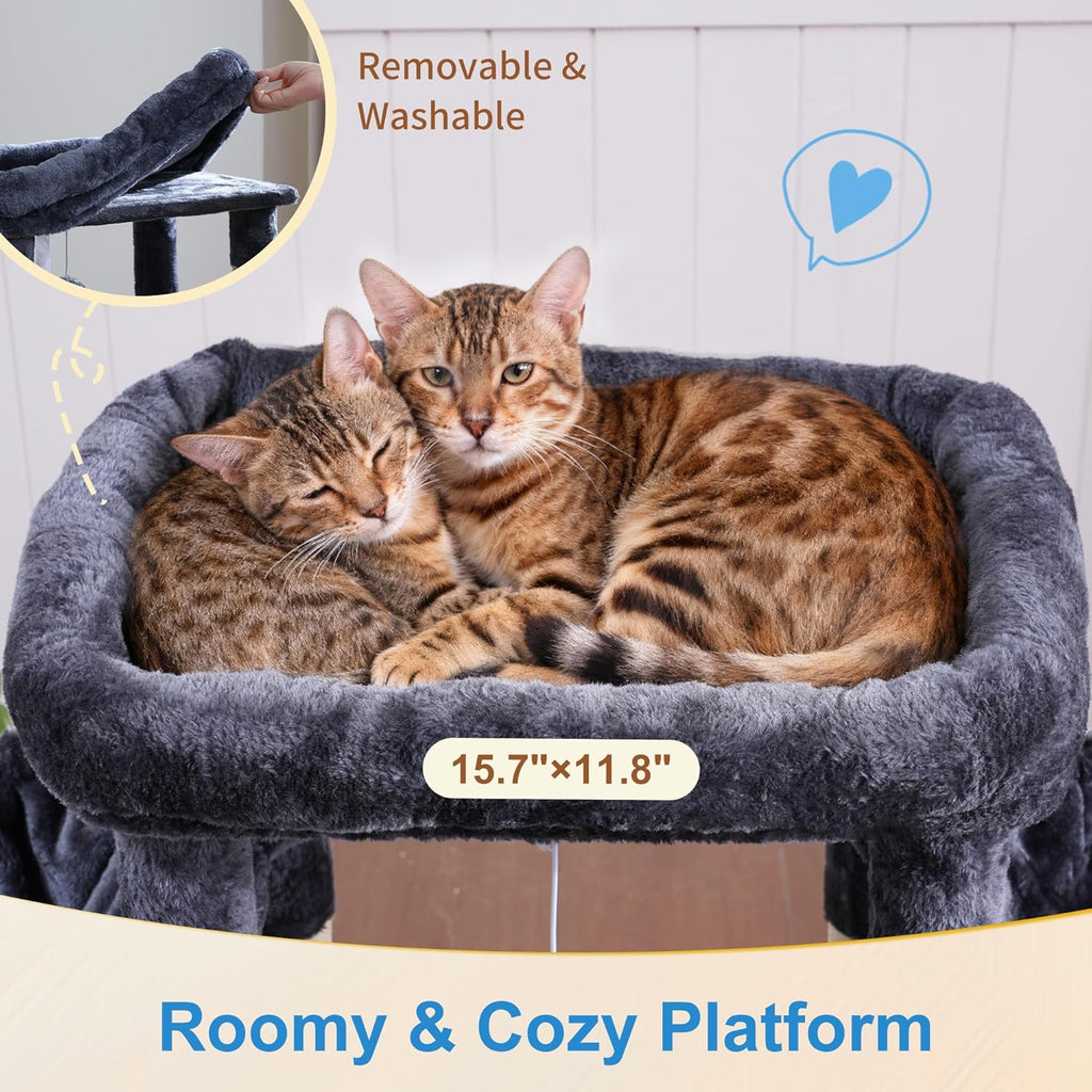 Cat Tree Tower with Large Platform, Spacious Condo