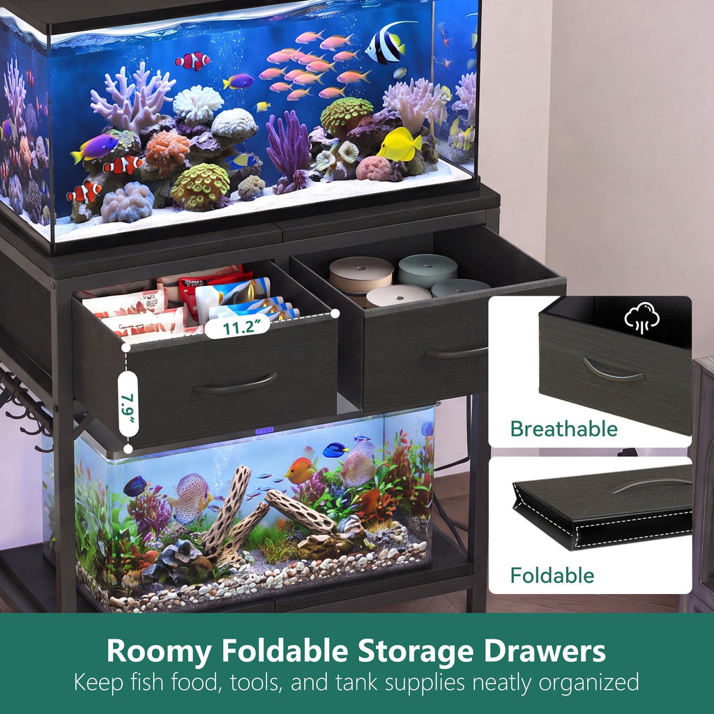 10-20 Gallon Fish Tank Stand with Power Outlets & Storage