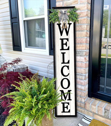 Welcome Sign for Front porch Standing 45"X9" Black