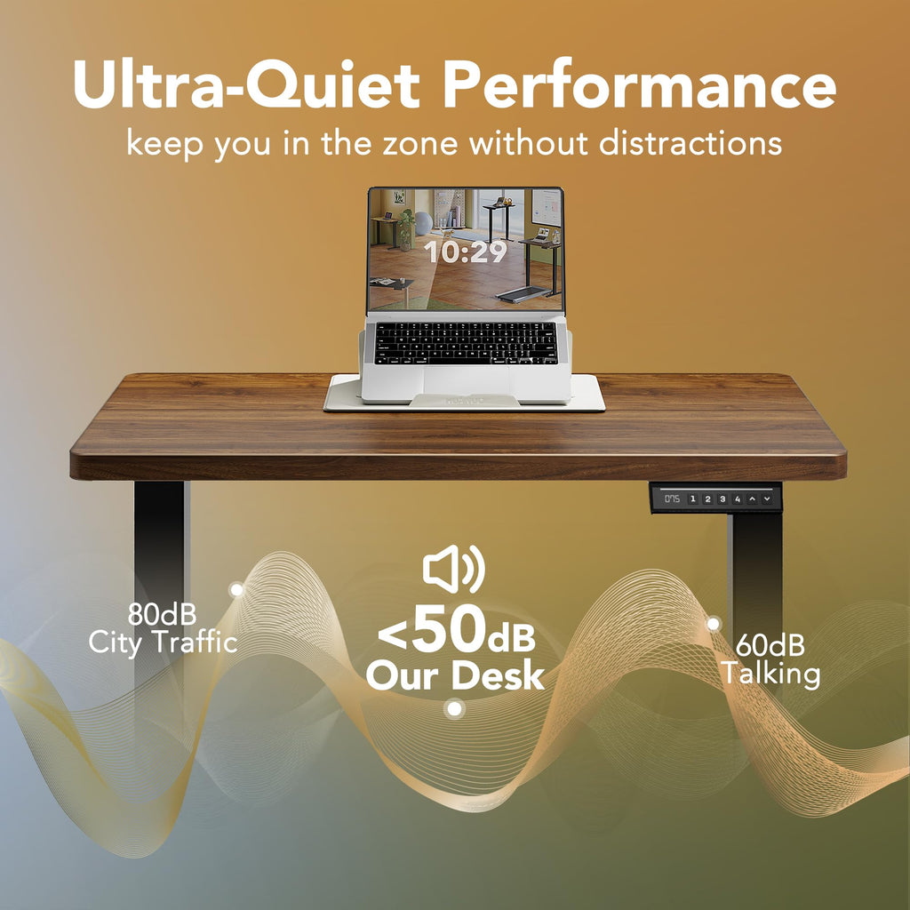 48x24 Inch Electric Standing Desk, Height Adjustable, Walnut