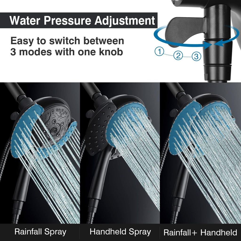 Shower Heads with Handheld Spray Combo: 7.2" Rain Shower Head & Handheld Shower Head 2-IN-1 Shower Head with 60" Hose