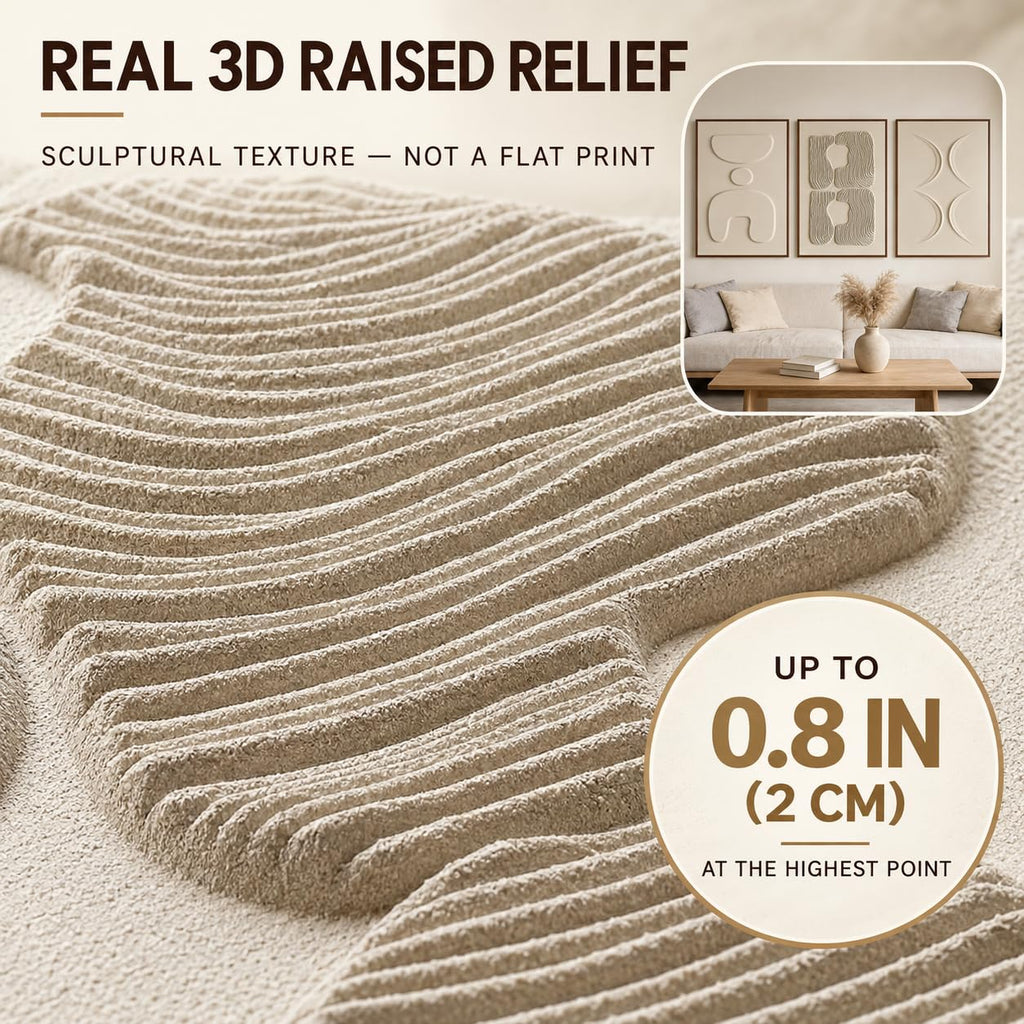 Large 3-Piece 3D Textured Wall Art, 24x36 Inch