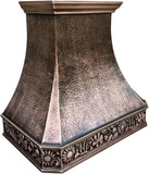 36 Inch Copper Island Mount Range Hood 610 CFM LED Lights Dishwasher-Safe Baffle Filters