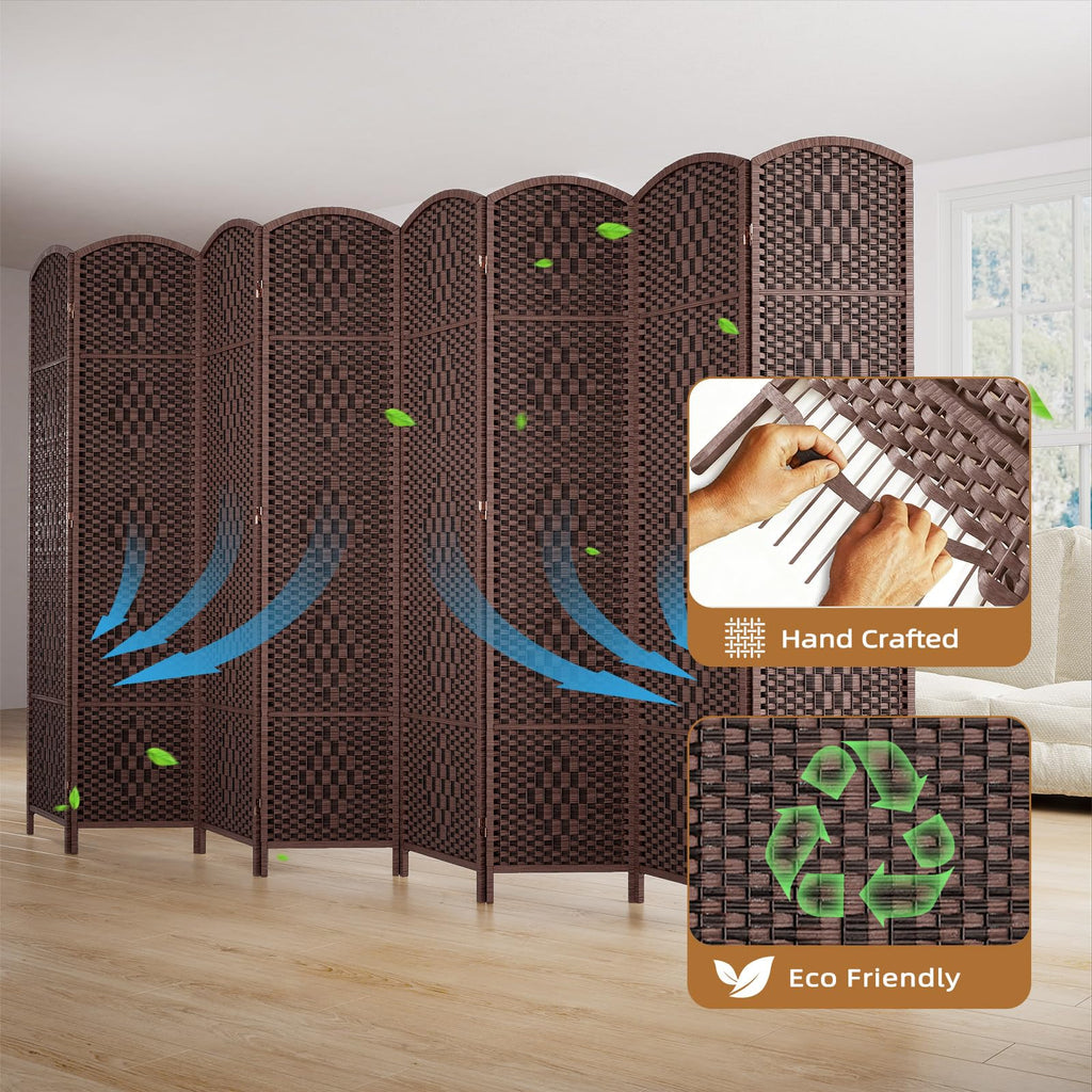 Room Divider Panel, 4 Panel Partition Room Dividers Screen, Brown