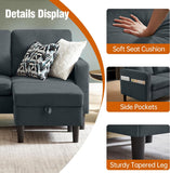 Sectional Sofa Couches for Living Room, L Shaped Couch 3-Seat Convertible Sectional Sofas with Removable Storage