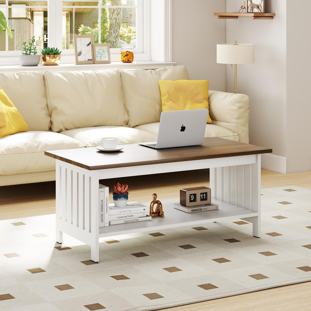 39.4" Farmhouse Coffee Table, Small Coffee Tables